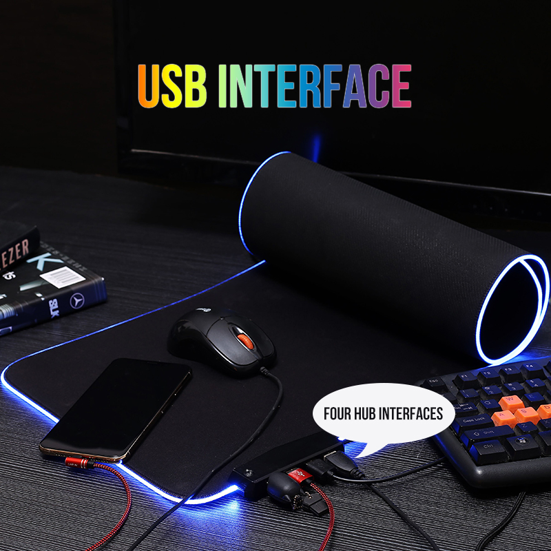 4USB Mouse Pad, RGB Soft Pad, Waterproof Game, RGB Mouse Pad, Super Large E-Sports Computer Table Pad,