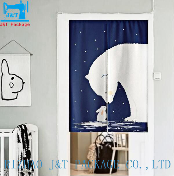 Factory Direct Best Price Animal Printed Cotton Linen Blending Fabric Kitchen Decoration Easy Hanging Processed Half Door Curtain