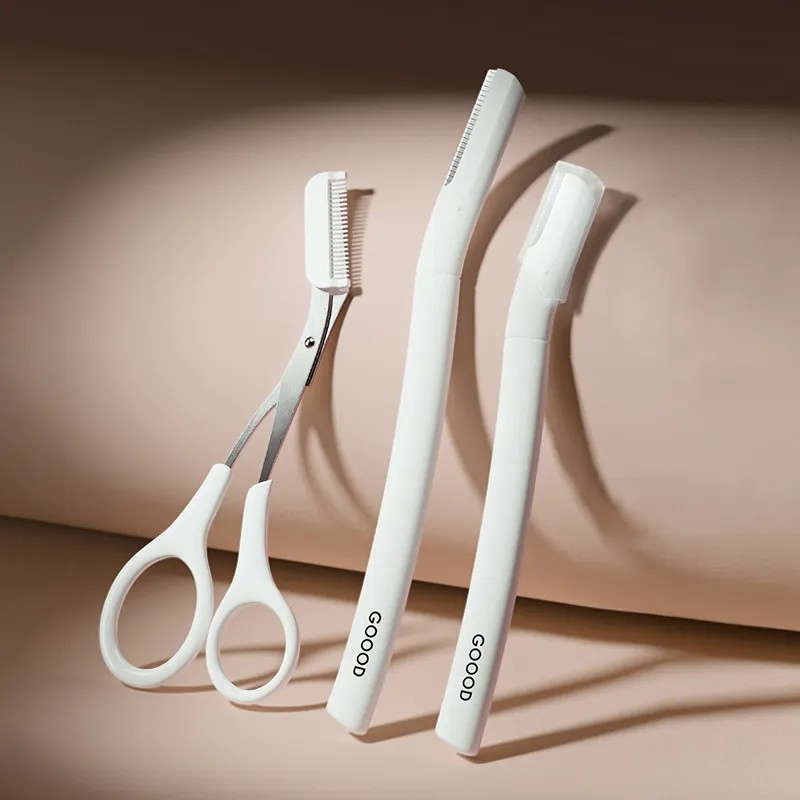 3PCS Professional Precision Safe Eyebrow Trimmer and Eyebrow Scissor Clipper Comb for Women Men Face Razors Facial Hair Removal