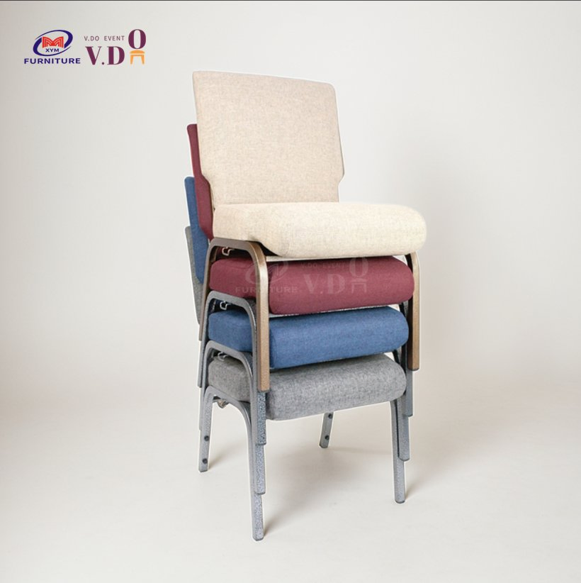 Popular Blue Fabric Stacking Church Chair Custom Color Auditorium Chairs