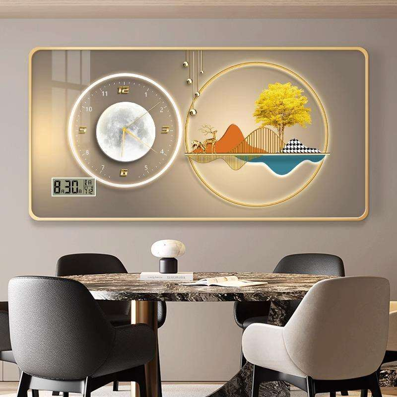Modern Animal Picture Lamp Diamond Clock Art Abstract Crystal Porcelain Wall Clock