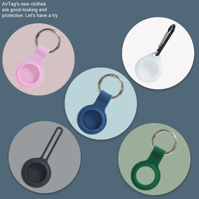 New Product Design Silicone Protective Cover for Air Tags Case Tracking Dock Case for Apple Airtags with Keychain