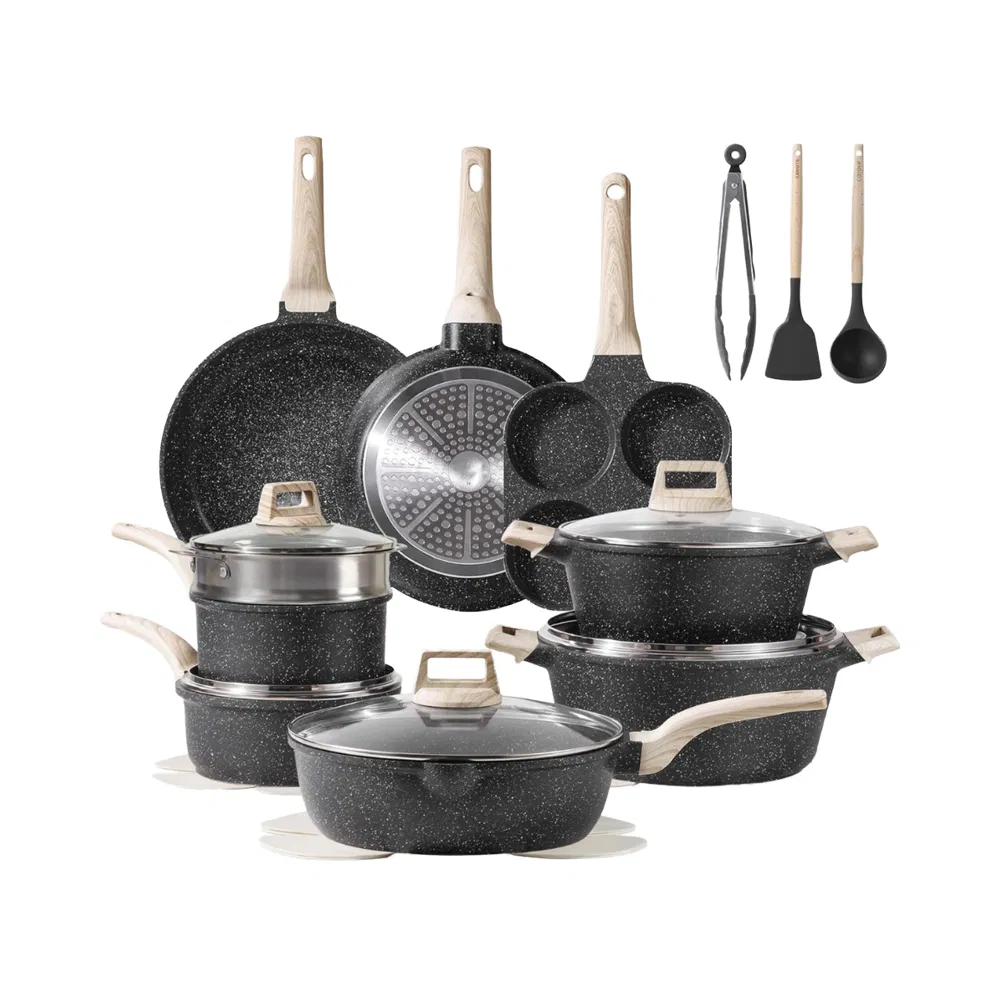 Factory Casserole Nonstick Aluminium Cookware Set Kitchen Cooking Pot Granite Sauce Pan