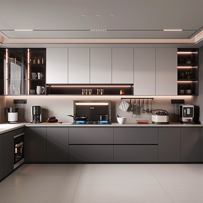 Modern Design Pet Cabinets Set Practical Sustainable Polyethylene Terephthalate Kitchen Cabinets From Foshan Supplier