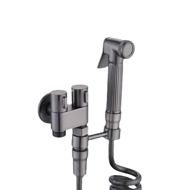 Toilet Bidet Faucets Double Use Corner Valve Bathroom Bidet Faucet Set Wall Handheld Hygienic Shower Head Pet Sprayer Airbrush Taps