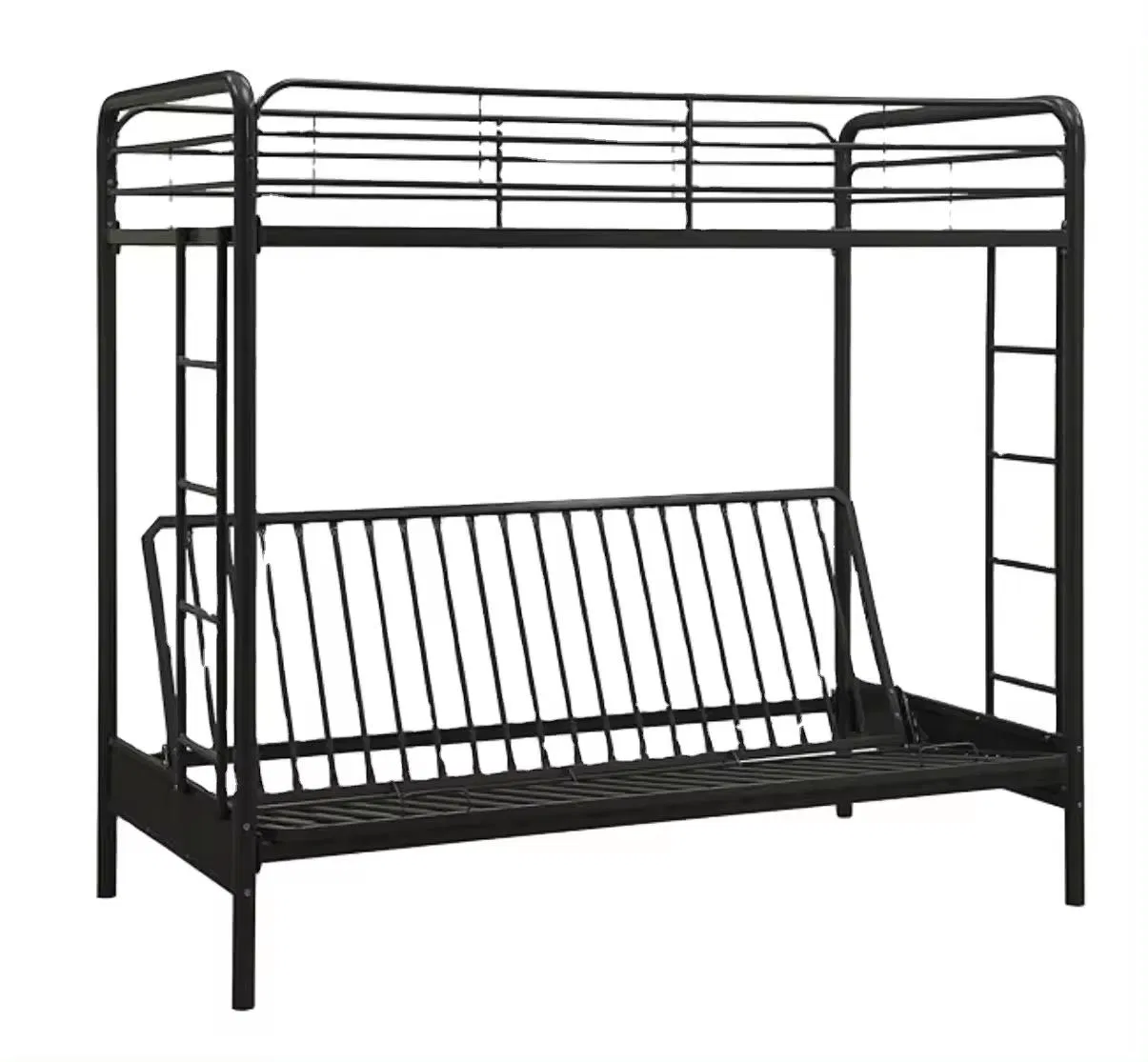 Twin-Over-Twin Bunk Bed with Metal Frame and Ladder, Space-Saving Design, Navy Blue, Metal Platform Bed Frame, Metal Bed Frame