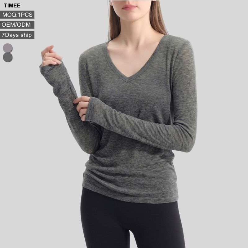 Women Merino Wool Base Layer Top Slim Fit Long Sleeve Workout Shirt Pilates Activewear Outer Wear Yoga Top