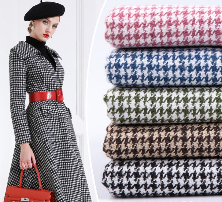 10% Wool 90% Polyester Blended Woolen Swallow Gird Overcoat Trouser Tweed Fabric