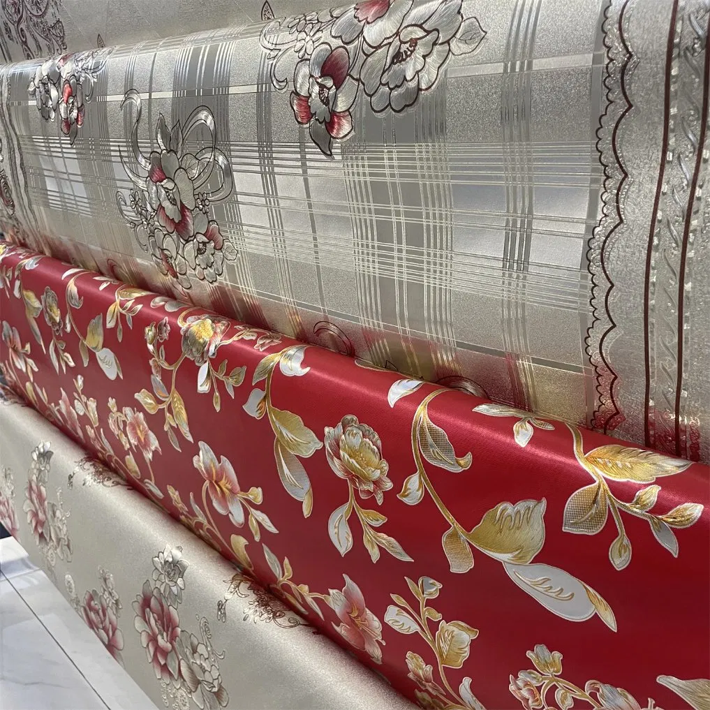 PVC Customizable Square Tablecloth Gold Solid Printed PVC Tablecloth for Home Wedding