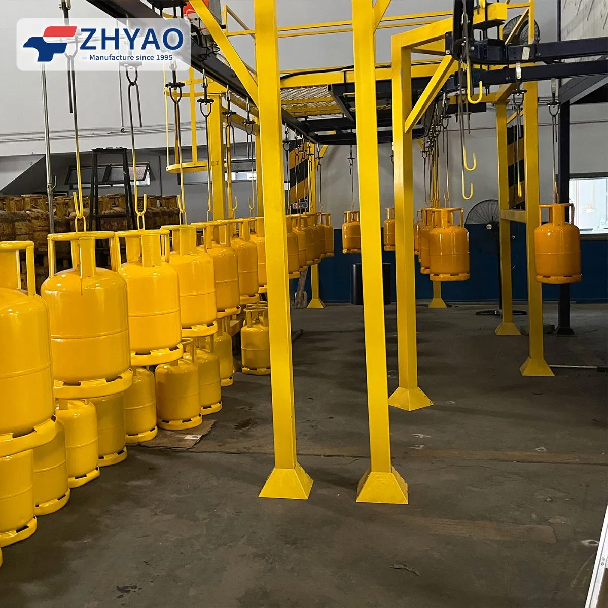 Industrial Electrostatic Gas Tank Spraying Automatic Powder Coating Line
