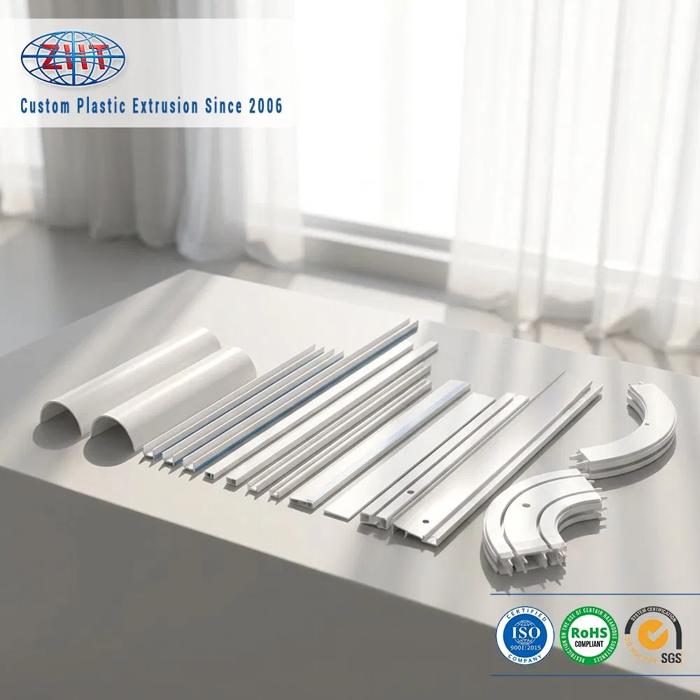 Custom PVC Plastic Extrusion for Ceiling Curtain Track Single Double Rail and Roller Shutter Guide