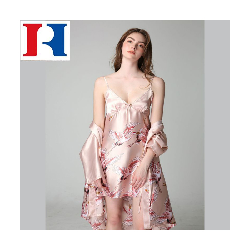 Lace up Sleep Wear Sexy Silk Pajamas Elegant Robes Nightgown Short Sleeve Nightdressfor Women