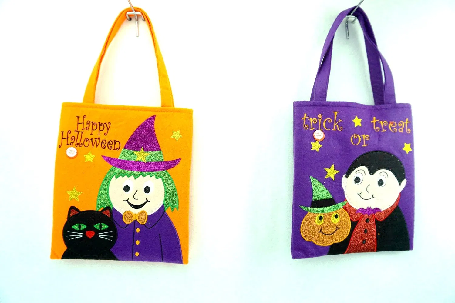 Promotional Felt Halloween Candy Gift Bags with Fiber Optic