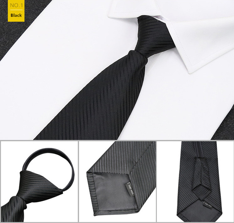 Custom Luxury Formal Business Jacquard Knot Free Lazy Zipper Polyester Tie Necktie for Man