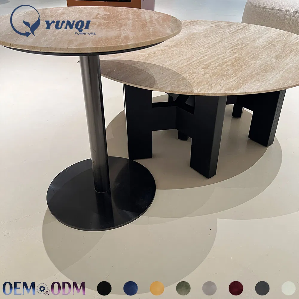 Minimalist Beige Travertine Coffee Table 2PCS Combination Side Table Center Table