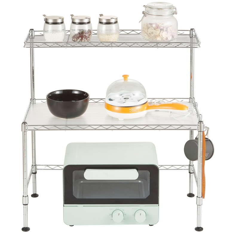 Small Kitchen Countertop Organizer 2 Tiers Stackable Wire Shelves for Spice Pantry