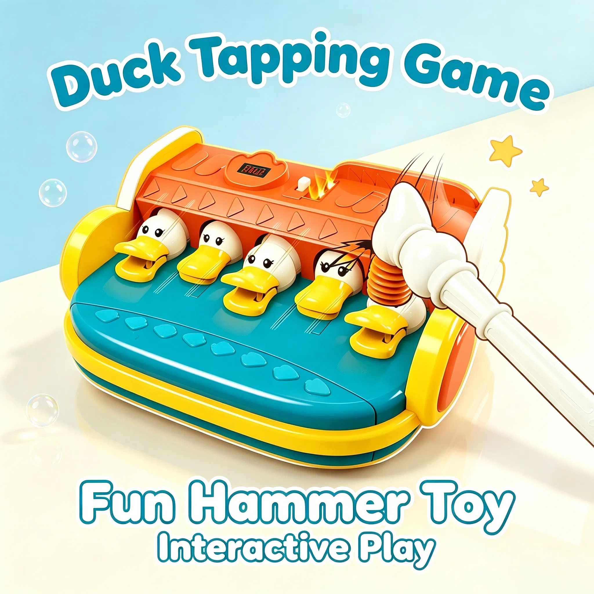 Duck Tapping Whack-a-Mole Game Toy, Interactive Educational Toy with Score Screen for 1-2 Players Kids Ages 4+