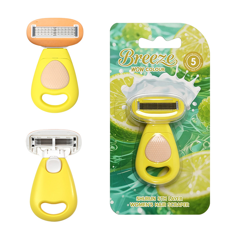 Bulk 5 Blade Womens Shaver Large Lubricating Head Swivel Angle Fruit Handle Sensitive Skin