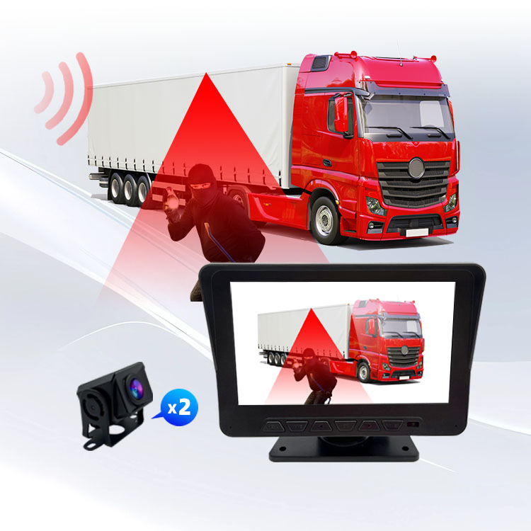 Truck Camera System Voice Control Monitor 7 Inch LCD Monitor 2 Cameras Bus Van RV Rear View Camera System