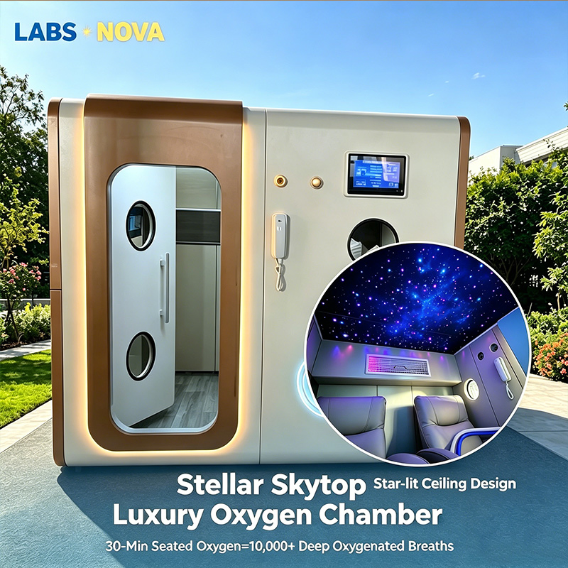 Commercial 2 Occupant Carbon Fiber Hardshell Hbot Therapy Hyperbaric Oxygen Chamber Custom Star Ceiling Design 1.1-2.0 ATA Adjustable Pressure for Beauty Salon