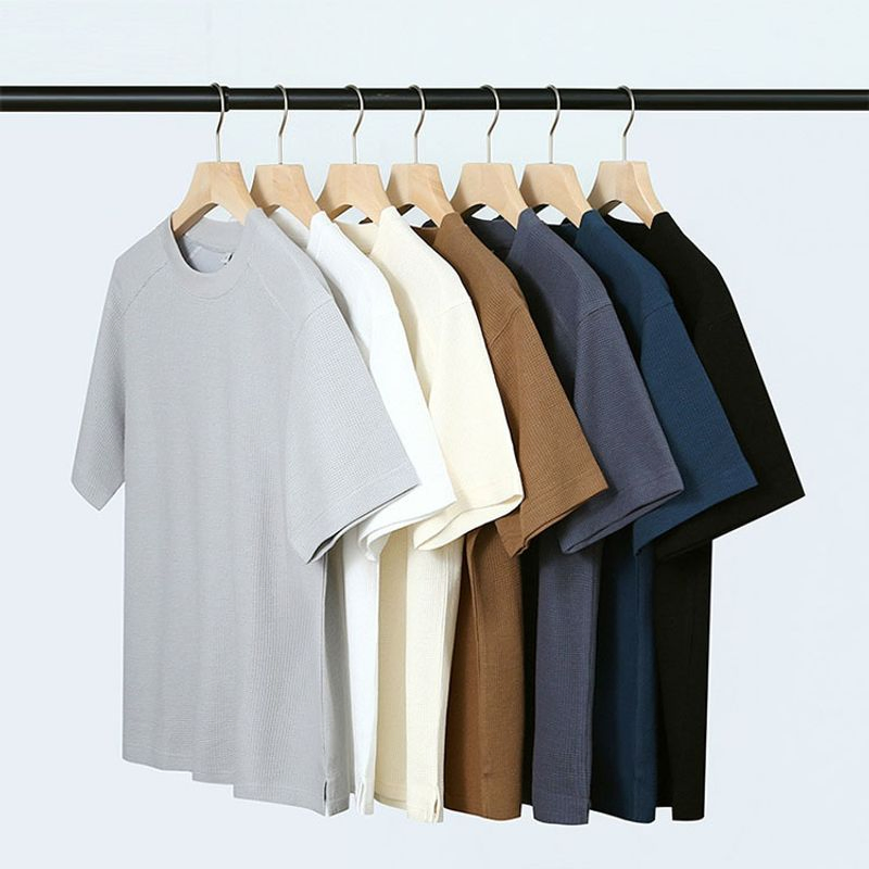 220 GSM Waffle Unisex Loose Summer Custom Logo T-Shirt