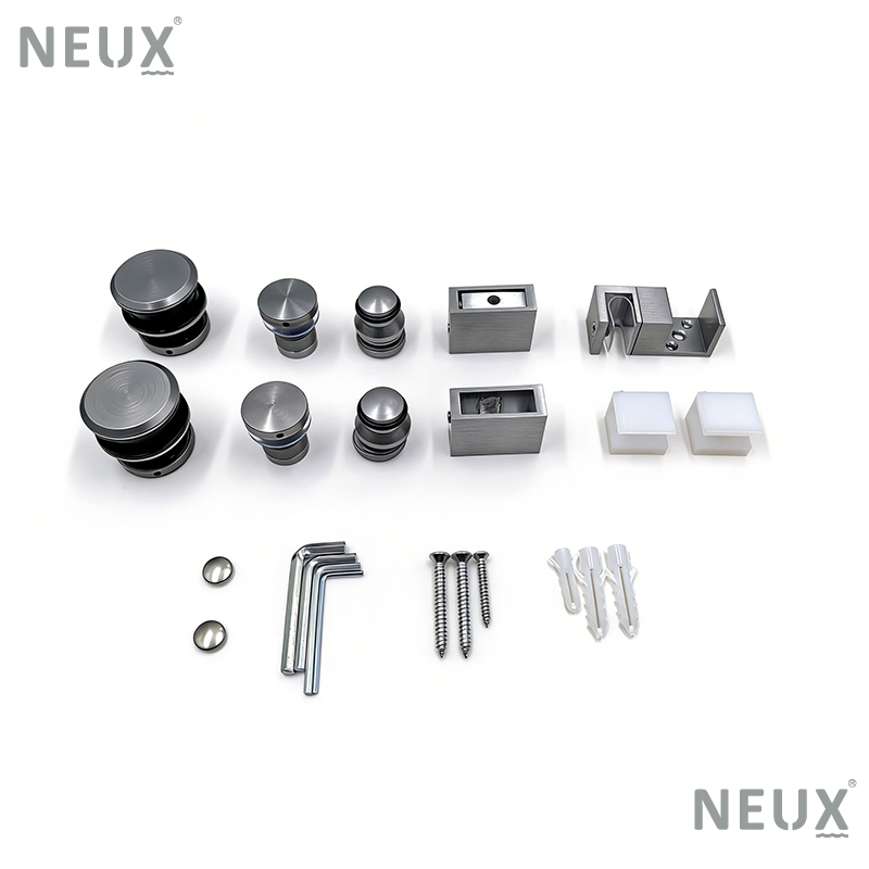 Modern Aluminum Brushed Nickel Frameless Sliding Shower Hardware Kit Shower Sliding Door System