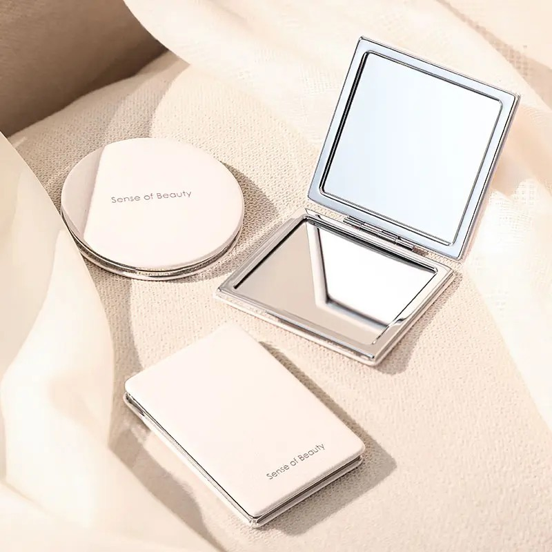 Double-Sided Folding Mini Portable Pocket Compact Travel Foldable Small Makeup Mirror for Make up Cosmetic Custom Logo Purse