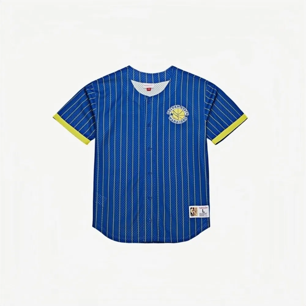 Team Logo Embellished Striped Jersey Yellow Accents Training Baseball Wear