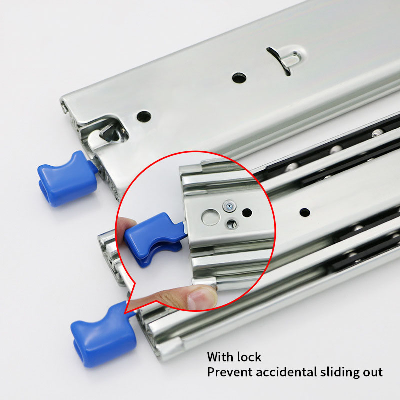 Powder Coated Safety Channel Telescopic Drawer Slides Self-Closing Channel Furniture Drawer Slides