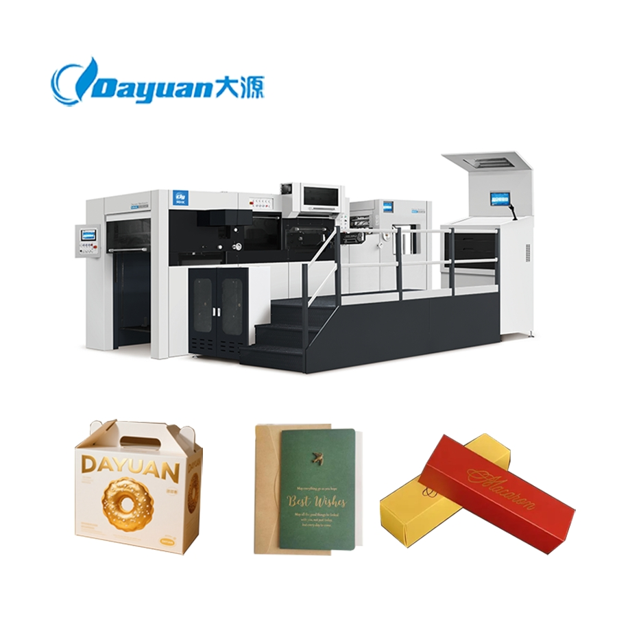 Dayuan Mhk-1050at Customized Logo Automatic Flatbed Hot Foil Stamping & Die Cutter with Embossing for Printing Machinery