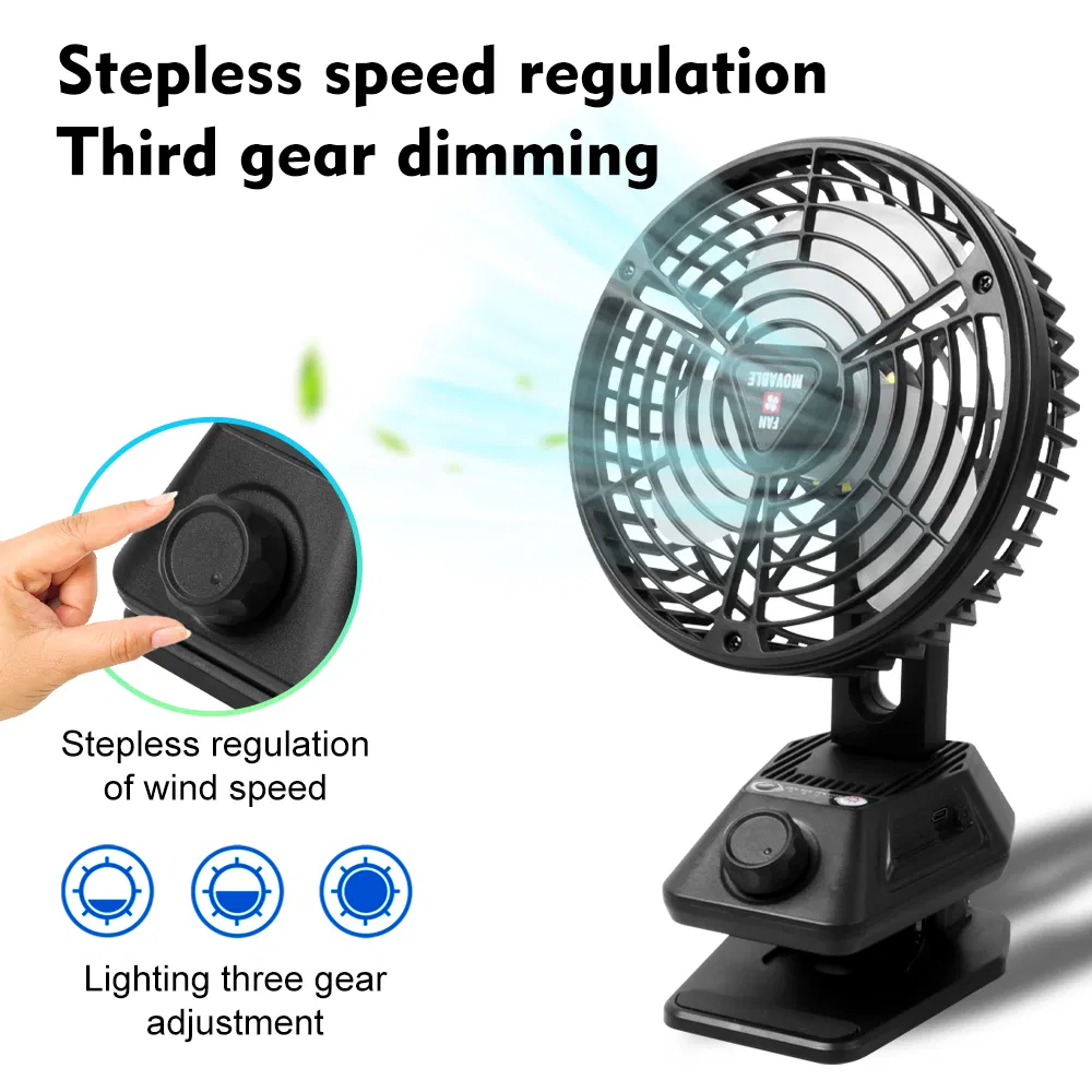 Charging Fan with Lamp Camping Lamp Can Hang Tent Type-C Charging