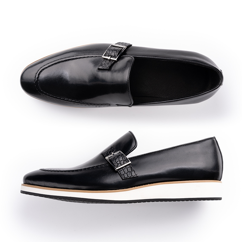 Factory Directly Leather Shoes Business Loafers Mens Monk Strap Buckles Dress Shoe