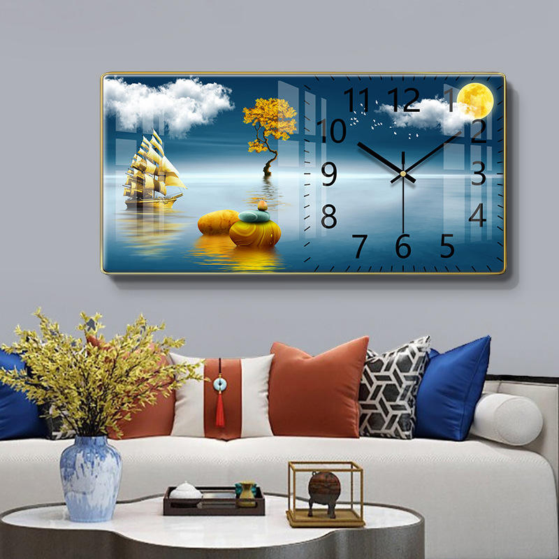 Factory Wholesale Crystal Porcelain Picture Fashion Crystal Glass Art Wall Clock