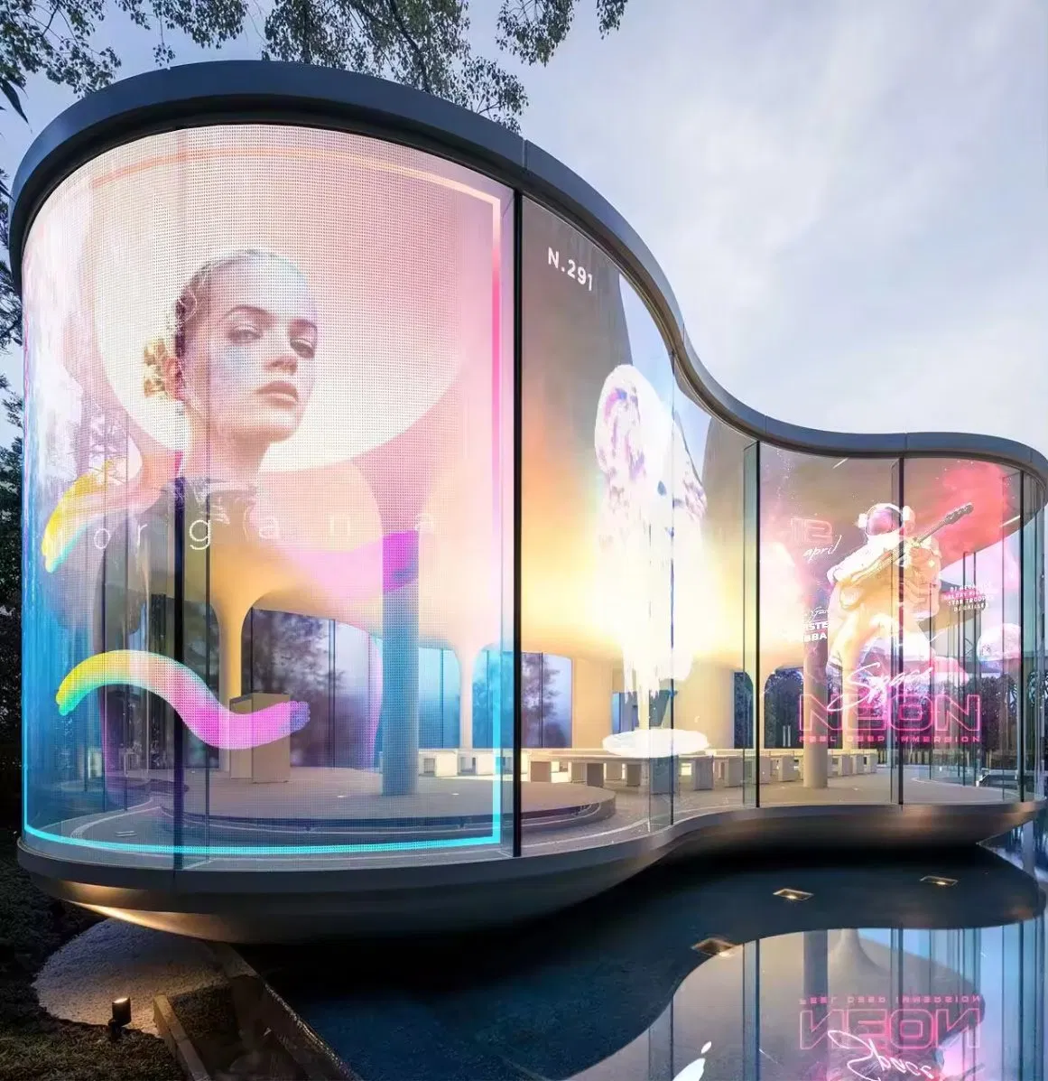 Flexible Transparent Glass LED Display Panel Digital Advertising Screen