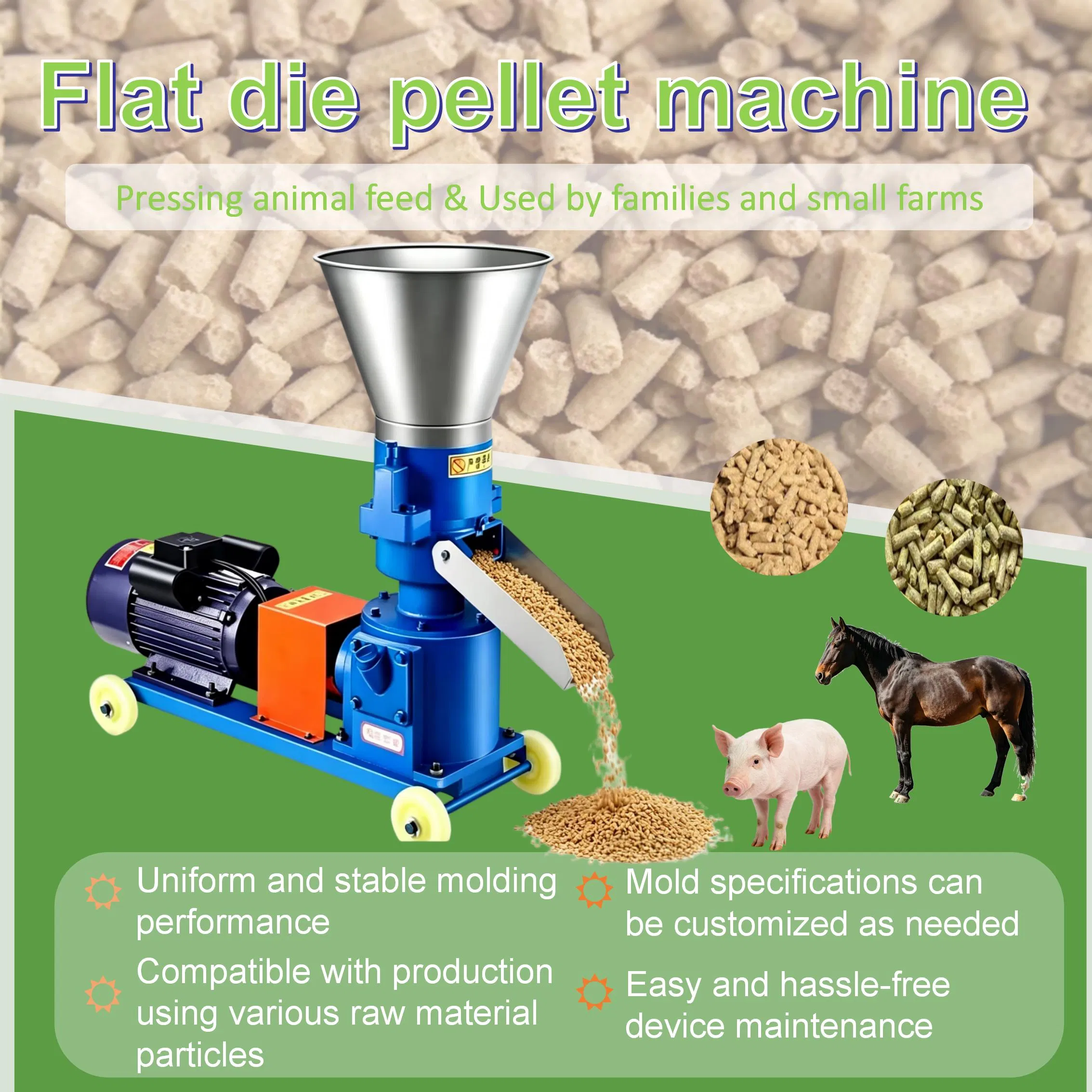 Small Flat Die Pellet Mill Mini Home Use Flat Die Pelletizer Easy-to-Operate Design Pellet Machine