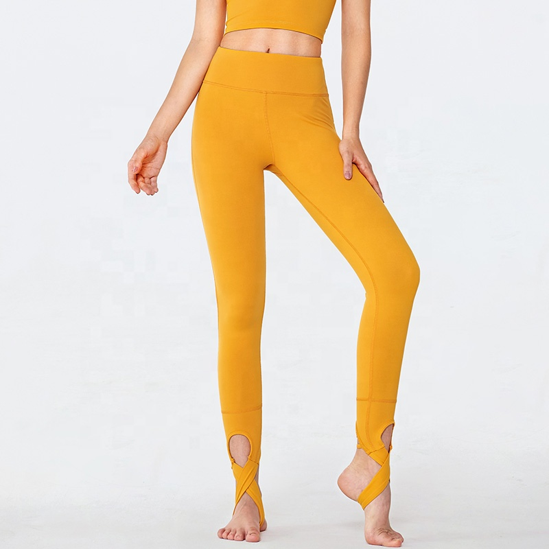 Custom Solid Stirrup Butt Lift High Waisted Workout Leggings for Women Fitness Wear Gym Clothes Pouch Sport Pants