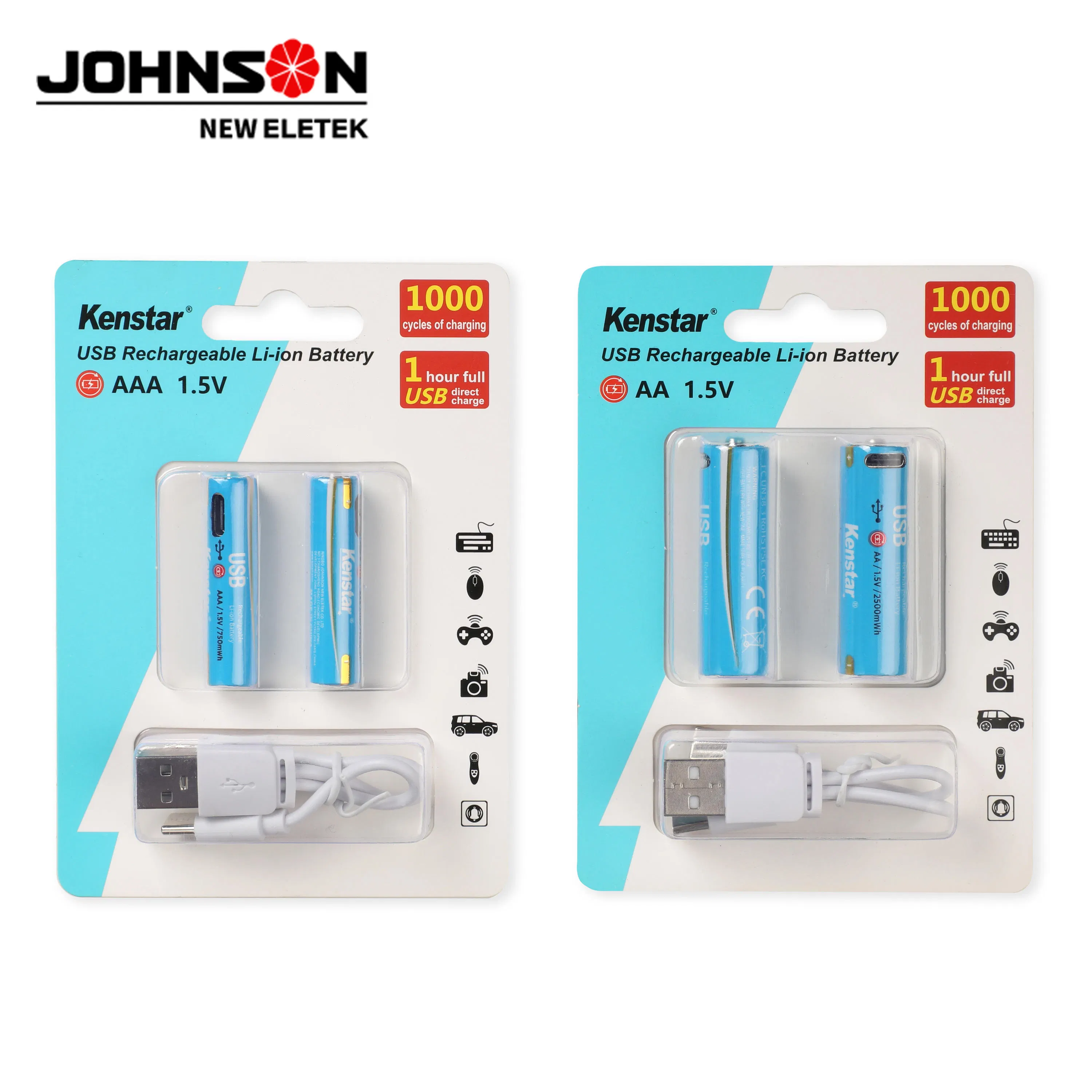 1.5V AAA AA Rechargeable Batteries Li-ion Faster Charge Type C Lithium Ion Battery Pack with Micro USB Port