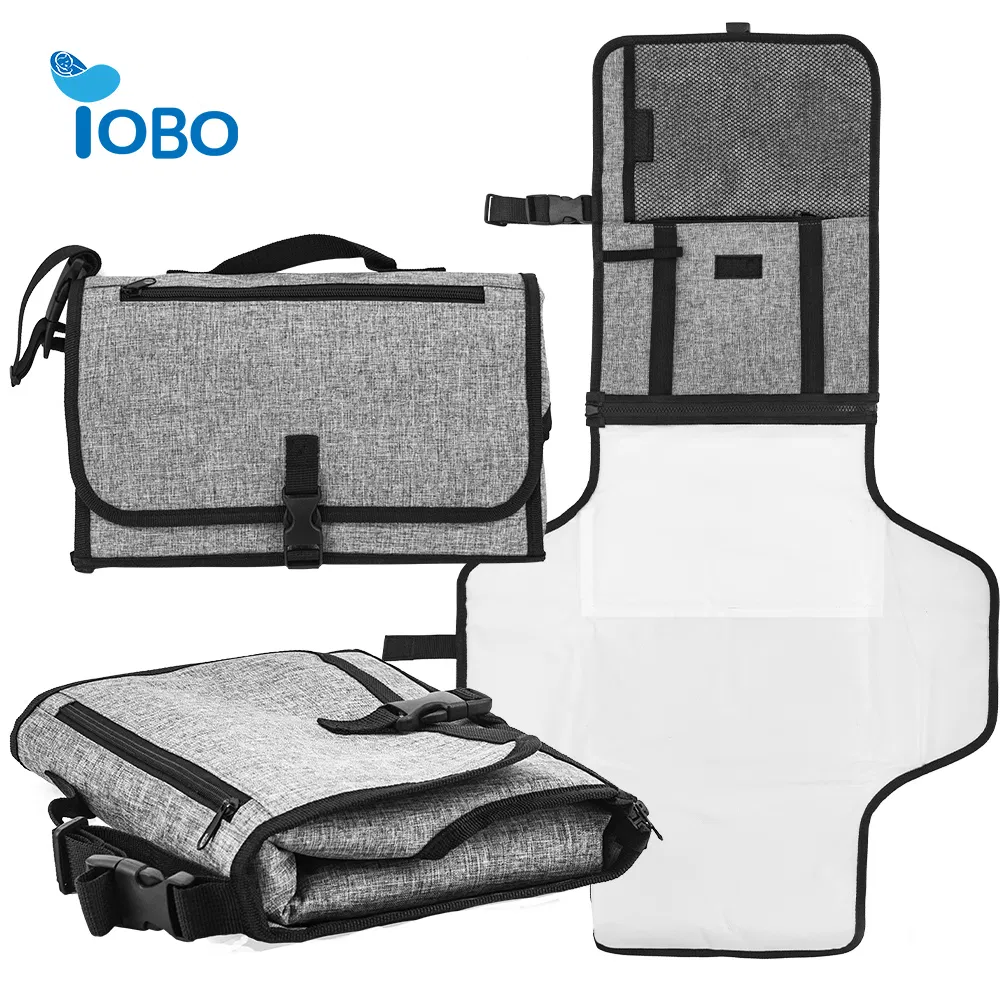 2022 Grey Portable Changing Pad for Baby Diaper Bag with Pockets, Multifunctional Waterproof Changing Mat