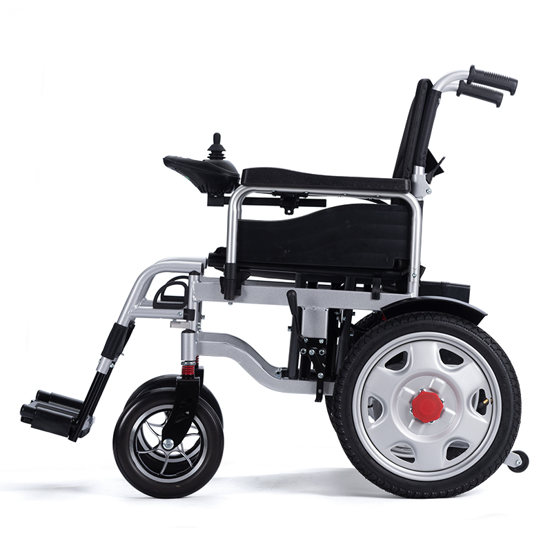 Versatile Electric Wheelchair with Steel Frame and Foldable Design