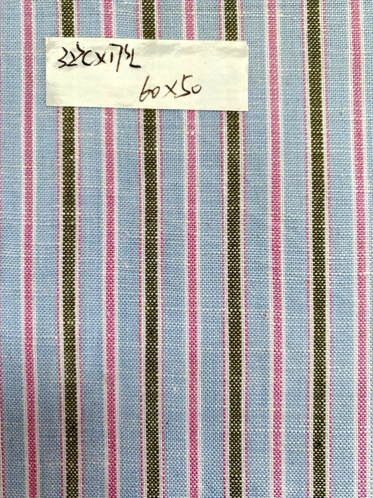 32s C*17s L, 60*50 Cotton Linen Striped Fabric Pattern Linen Textile