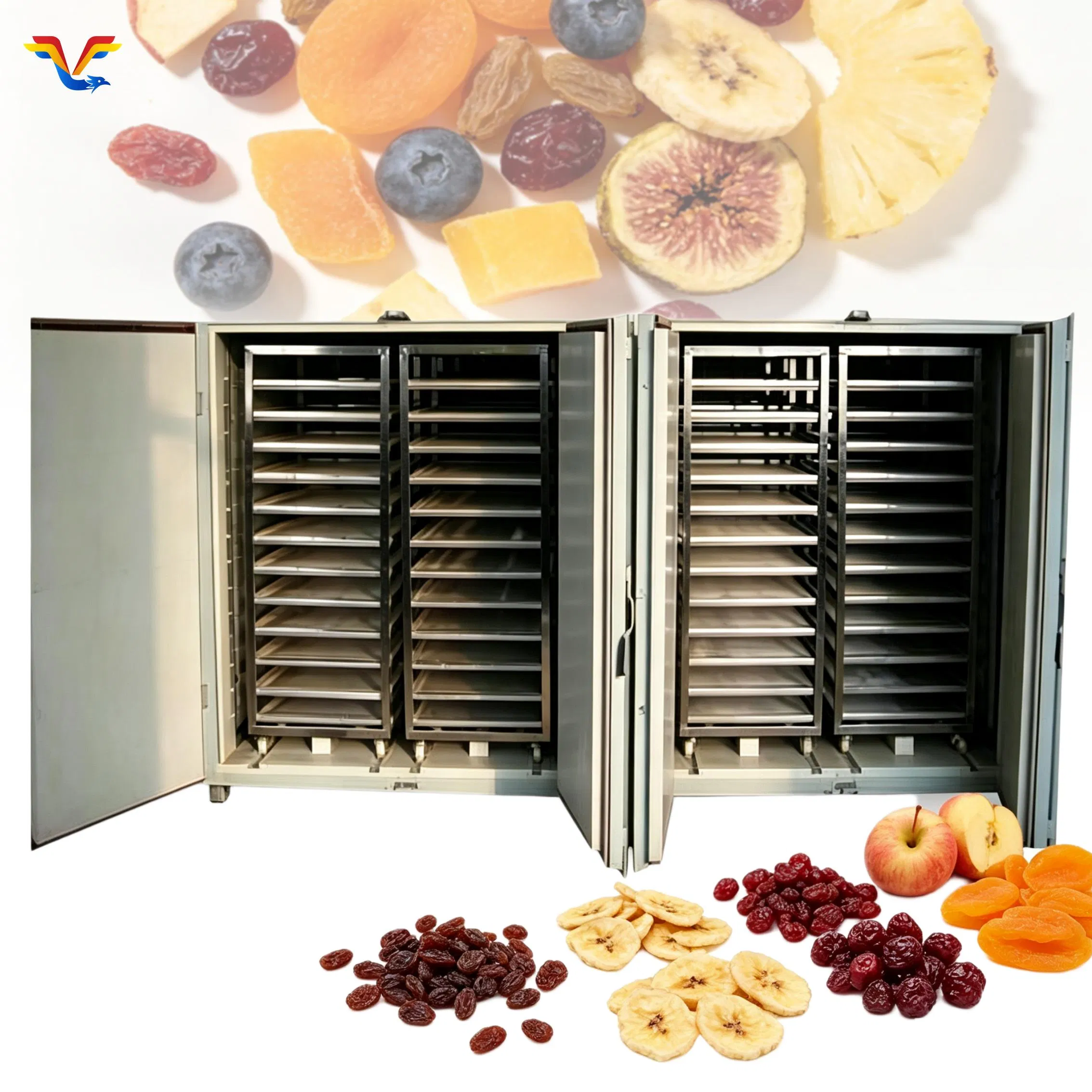 High Efficiency Commercial Fruit and Vegetable Dryer Hot Air Circulation, Stainless Steel Food Dehydrator Machine
