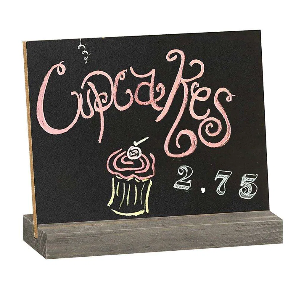 Wholesale 5 X 6 Inch Mini Tabletop Chalkboard Blackboard Signs Menu Board with Vintage Style Wood Base Stands