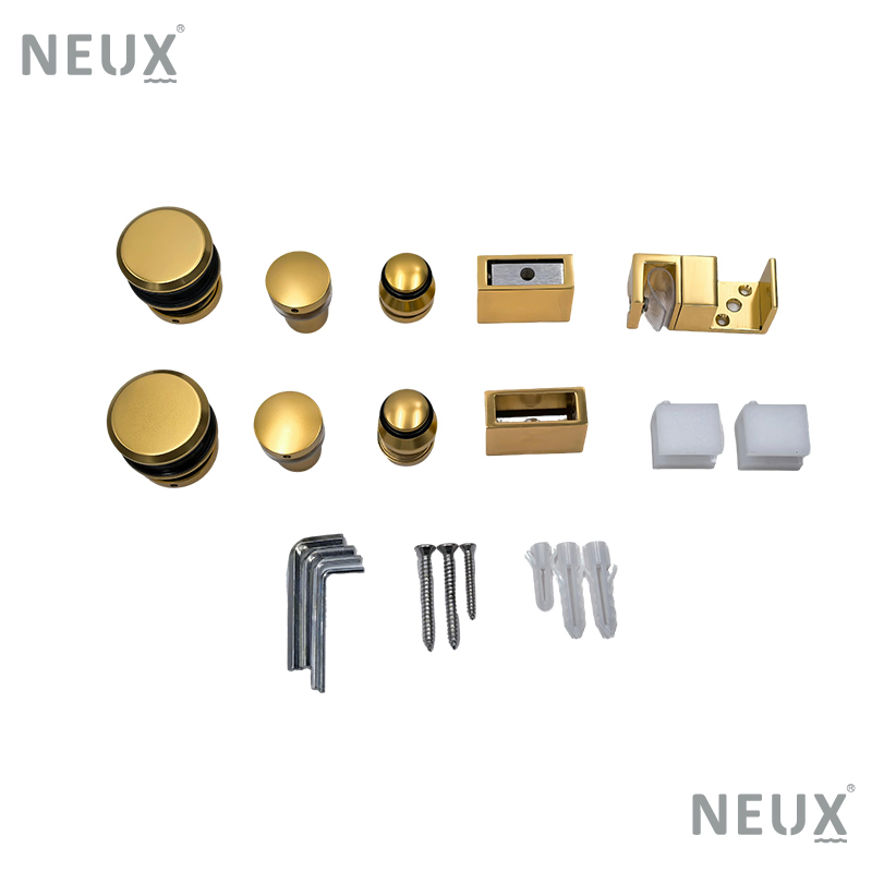 Wholesale Frameless Sliding Shower Hardware Fittings Shiny Gold (Oxidation) Sliding Shower Door Hardware