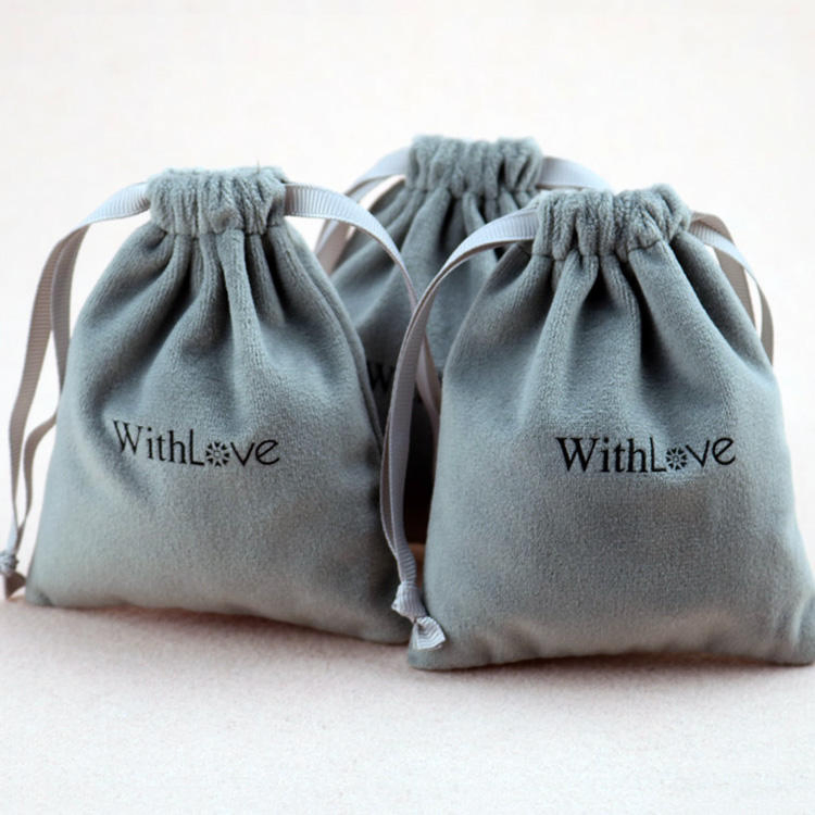 New Arrival Premium Sturdy Chinese Factory Soft Velvet Plain Colour Gift Jewelry Drawstring Bag