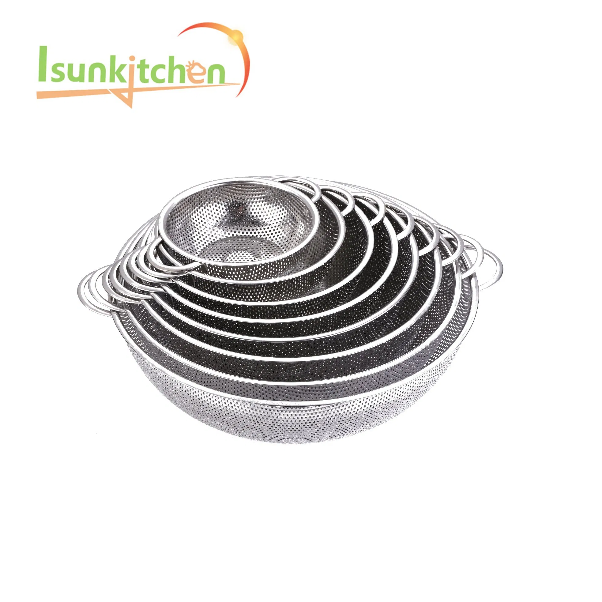 16.5-30.5cm Full Size Silver Micro-Perforated Stainless Steel 5-Quart Colander with Two Ears