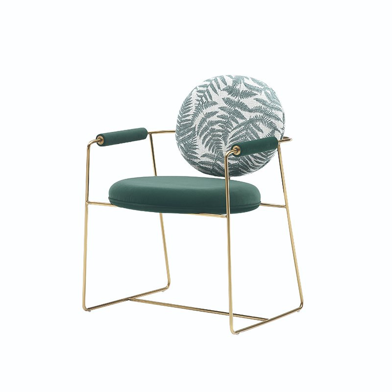 OEM ODM Wholesale Design Dining Room Furniture Hotel Restaurant Chair Luxury Fabric Dining Chair with Metal Leg Gold