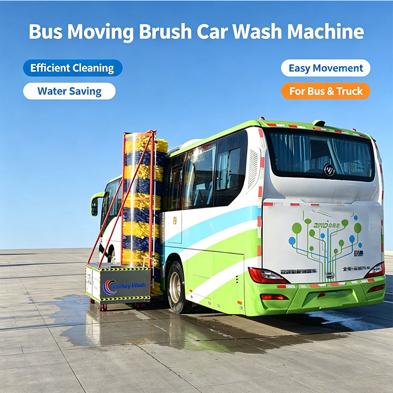 Mobile Automatic Single Brush Commercial Vehicle Washer Stainless Steel Device 60 Vehicles Per Charge for Bus Fleet