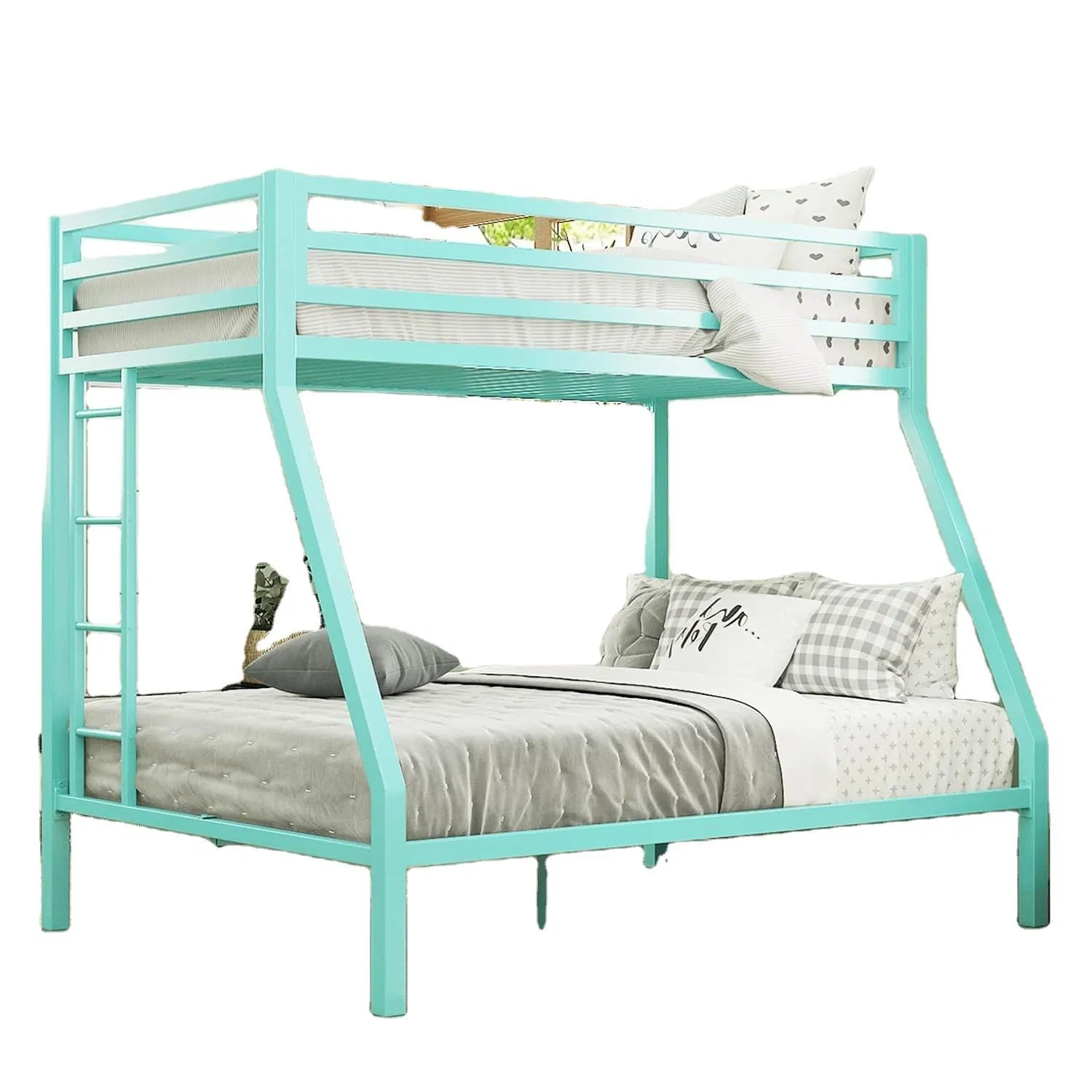 Bunk Bed Twin Over Twin Size with Ladder, Metal Bed Frame with Sturdy Guardrail, Space-Saving Design, No Box Spring Needed