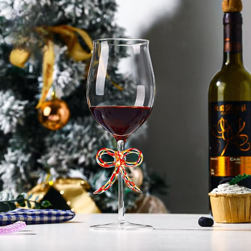 New Bow Design Tall Christmas Tree Glass Water Cup, Wedding Glass Cup