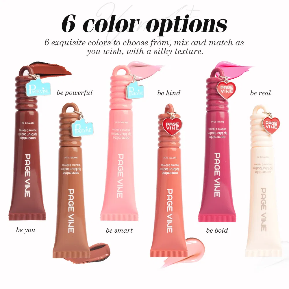 6 Colors Long Lasting Moisturizing Hole Peptide Butter Lip Gloss Key Chain